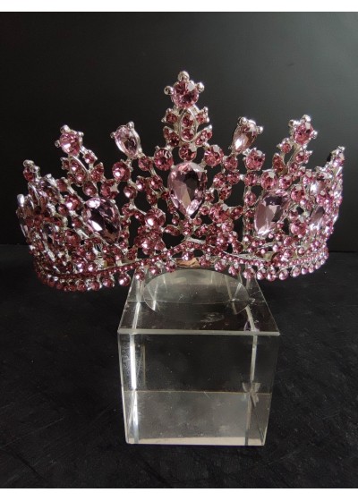 Булчинска корона с розови кристали Queen Rose